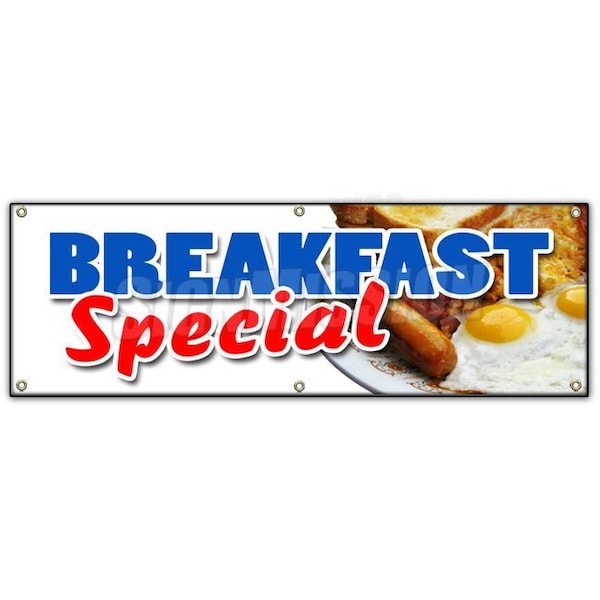 BREAKFAST SPECIAL BANNER SIGN ayce waffle pancake bacon egg all can eat